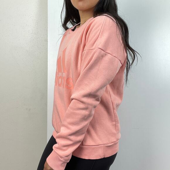 Adidas Size S Fleece Pullover Sweatshirt Pink - Picture 6 of 12